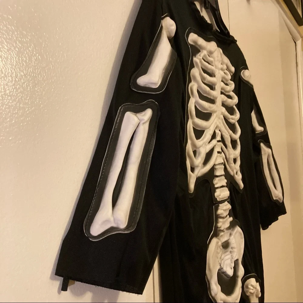 Halloween Costume Skeleton 3D Raised Bones Glow in Dark Child Large 12 14